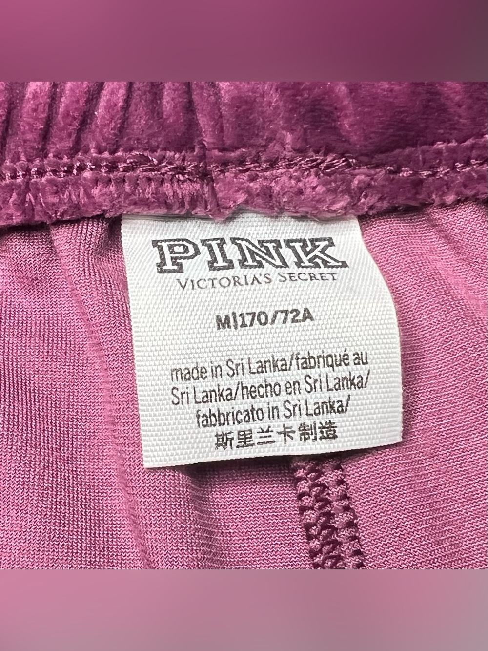 Victoria's Secret PINK Velvet Velour Tracksuit Jacket and Pants in Purple M/L - Picture 8 of 10